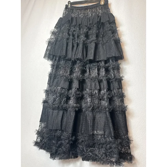 Free People Turn It Up Half Slip Maxi Skirt Black Small $168 - Picture 4 of 4